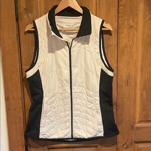 Prana Quilted Sleeveless Vest in White and Black